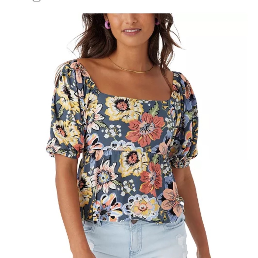 O'Neill  Briar Floral Puff Sleeve Blouse top medium